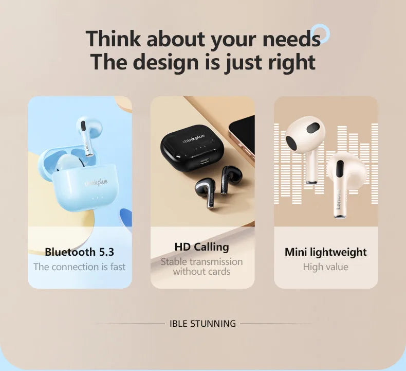 Lenovo Wireless Earbuds - Powerful And Clear Sound