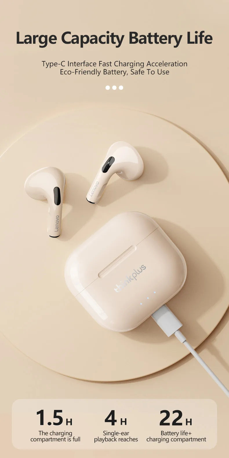 Lenovo Wireless Earbuds - Powerful And Clear Sound